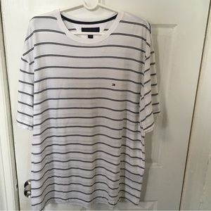 Tommy Hilfiger Size XL White with Black Stripes Short Sleeve Top